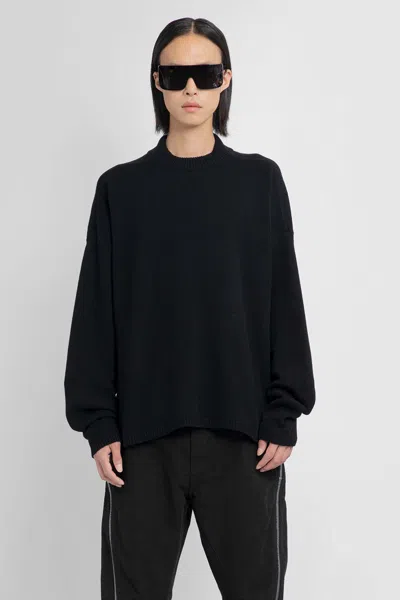 Rick Owens Long-sleeves Fine-knit Sweater In Black