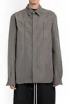 Rick Owens Faille Overshirt With Fog Pockets In Grey