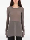 Rick Owens Grey Solid Round Neck T-shirt In Brown