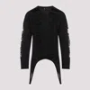 Rick Owens Black Virgin Wool Long-sleeve Top With Asymmetric Hem In Black