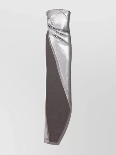 RICK OWENS LONG STRAPLESS SILK TOP SEQUINNED
