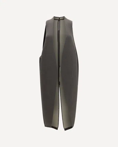 Rick Owens Long Wool And Shearling Vest In Gray