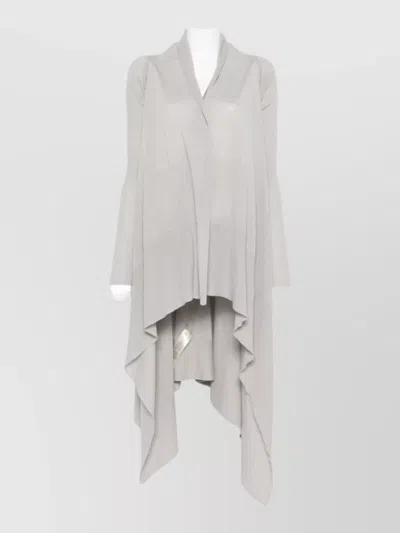 Rick Owens Long Wool Cardigan Open Front Knit In Gray