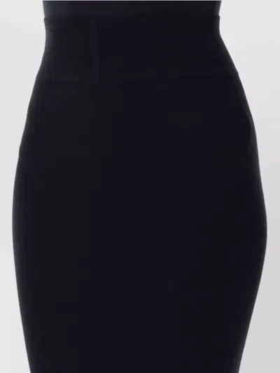 Rick Owens Long Wool Pillar Skirt Split In Black