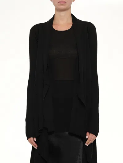 Rick Owens Long Wrap Cardigan In Black