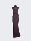 Rick Owens Long Wrap Gown In Purple