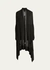 Rick Owens Long Wrap Open Cardigan In Forest
