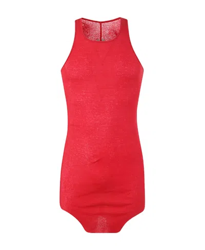 Rick Owens Longline Cotton Tank Top In Red