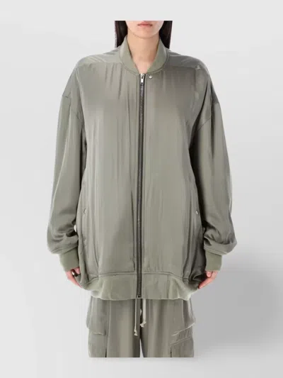RICK OWENS LONGLINE FLIGHT JACKET RIBBED TRIM