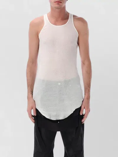 Rick Owens Longline Rib Tank Top Round Neck In White