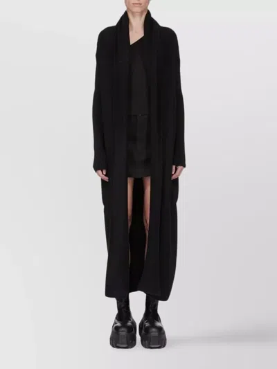 RICK OWENS LONGLINE SHAWL COLLAR CARDIGAN POCKETS