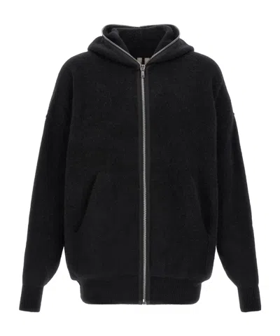 Rick Owens Relaxed Hooded Jacket Casual Style Pockets In Black