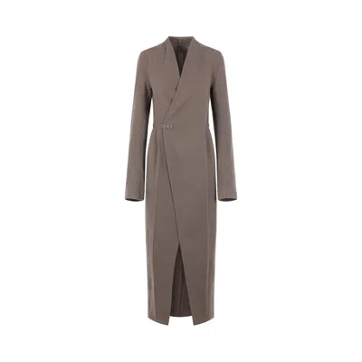 Pre-owned Rick Owens Long-sleeve Lab Coat 'dust' | Tan | Women's Size 40