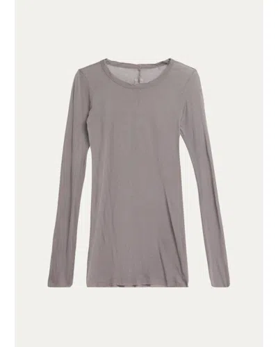 Rick Owens Long-sleeve Rib Cotton T-shirt In Gray