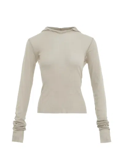 Rick Owens Long-sleeve Semi-sheer Hoodie In Neutral