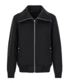 Rick Owens Black Rain Bomber Jacket With High Neck And Functional Pockets In Black
