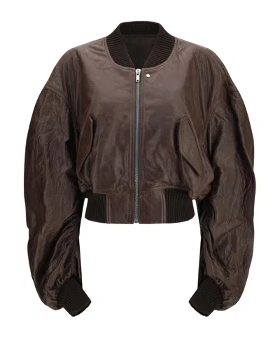 Rick Owens Long-sleeved Casual Jacket In Brown