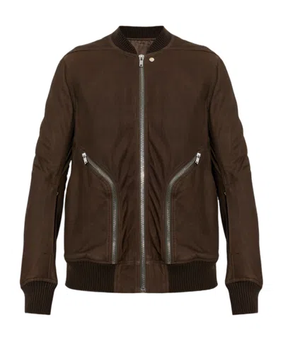 Rick Owens Long-sleeved Casual Jacket In Brown