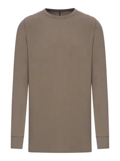 Rick Owens Long-sleeved Cotton Jersey T-shirt In Brown