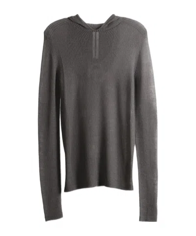 Rick Owens Long-sleeved Hooded Knit Sweater In Black