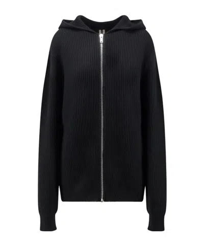 Rick Owens Long-sleeved Hooded Sweatshirt In Black