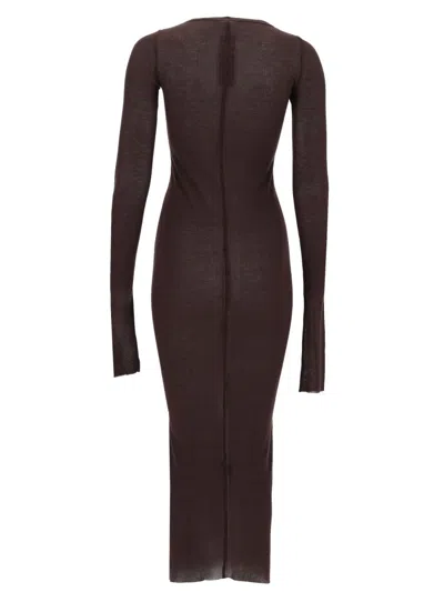 Rick Owens Viscose-silk Blend Midi Dress In Brown