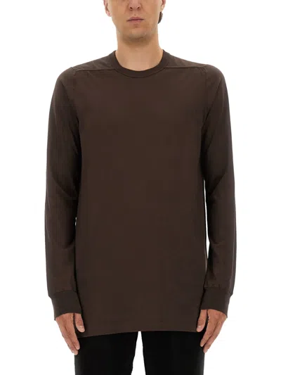 Rick Owens Longsleeved Tshirt In Brown