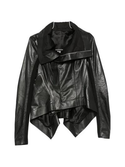 Rick Owens Long-sleeves Leather Jacket In Black