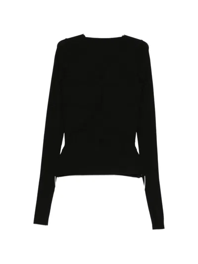 Rick Owens Long Sleeve Top Fitted Stretch Silhouette In Black