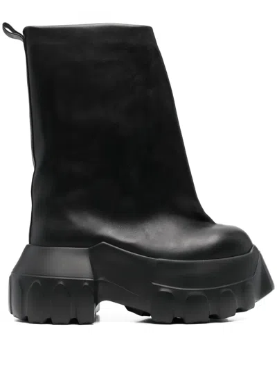 Rick Owens Black Hollywood Flared Mega Tractor Boots In 09 Black