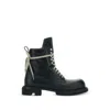 Rick Owens Low Army Black Ankle Boots With Decorative Oversize Laces And Lug Sole In Leather Man In Black