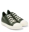 Rick Owens Low Leather Sneakers In Moss/milk/milk