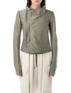 Rick Owens Celadon Low Neck Biker Jacket