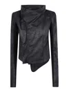 Rick Owens Long-sleeved Leather Jacket In Negro