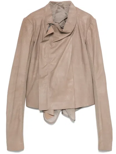 Rick Owens Low Neck Jacket In Neutrals