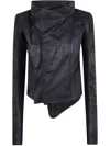 Rick Owens Long-sleeved Leather Jacket In Black