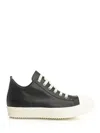Rick Owens Men Low Sneaks In Grain Calf Leather In Black