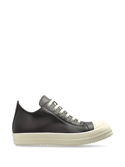 Rick Owens Shark-tooth Toe Cap Sneakers With Lace-up Closure In Black