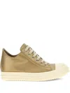 Rick Owens Lamb Leather Low-top Sneakers With Calf Leather Toe Cap In Gold