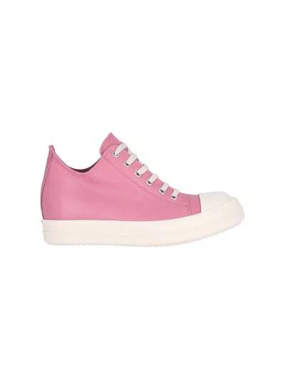 Rick Owens Low-top Leather Trainers In Pink