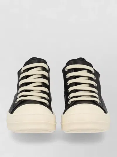 Rick Owens Low Top Sneaker Contrast Rubber Sole In Black