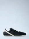 Rick Owens Black Low-top Sneakers With Contrasting Details In Leather Man In Black