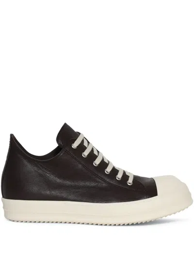 Rick Owens Men Low Sneaks In Grain Calf Leather In Black
