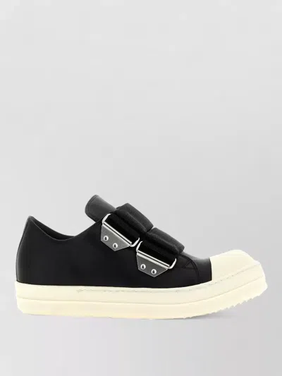Rick Owens Low Top Sneakers Buckle Detail Sole Contrast In Black