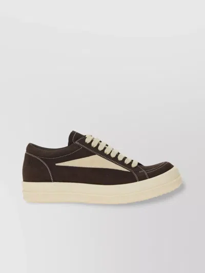 Rick Owens Low-top Sneakers Contrast Stitching In Blue