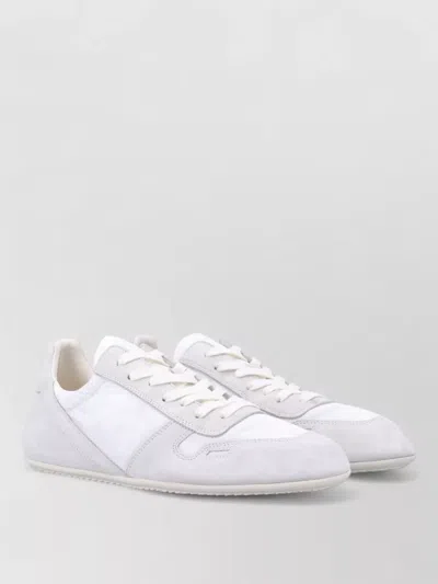 Rick Owens Low Top Sneakers Round Toe Panels Rubber Sole In White
