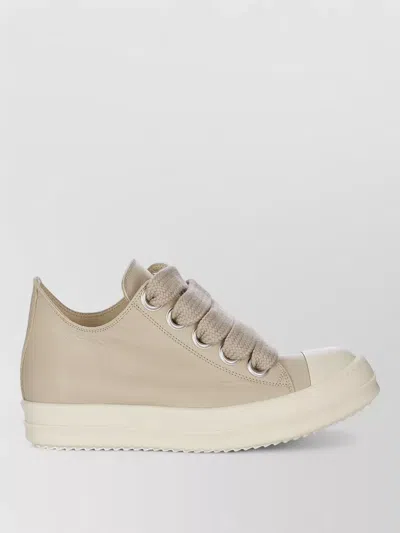 Rick Owens Low Top Sneakers Textured Laces Rubber Sole In Neutral