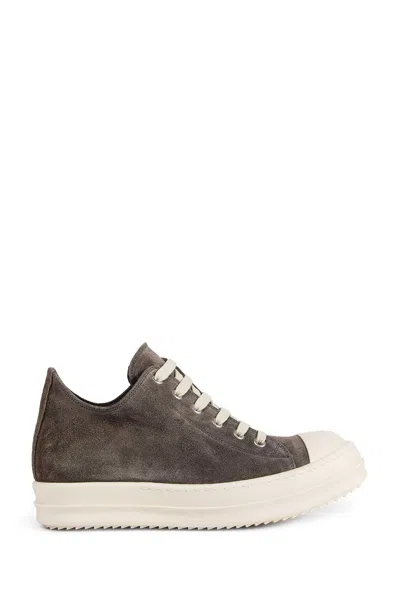 Rick Owens Low-top Shark-tooth Sneakers With Lace-up Closure In Gray