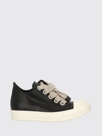 Rick Owens Low-top Smooth Calfskin Trainers With Padded Ankle In Black