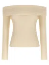 Rick Owens Long Sleeve Off Shoulder Knit Sweater In Brown